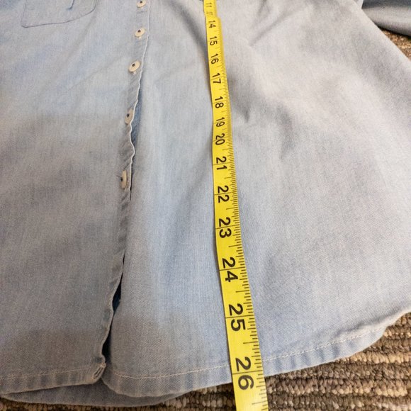 Duluth Trading Womens Size XL Shirt Denim Button Up Long Sleeve Coolmax Collared - Picture 10 of 11